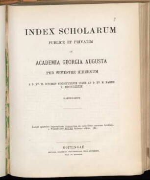 1888_WS: Index scholarum publice et privatim in Academia Georgia Augusta ... habendarum