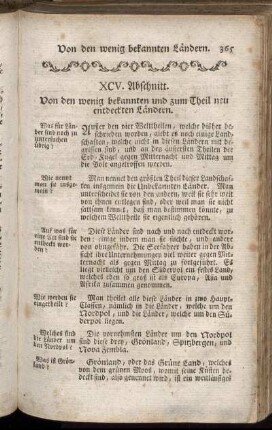 XCV. Abschnitt. Von den wenig bekannten und zum Theil neu entdeckten Ländern. - XCVII. Abschnitt. Von dem Laufe der vornehmsten Flüsse auf dem Erdboden.