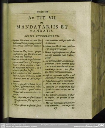 Ad Tit. VII. De Mandatariis Et Mandatis