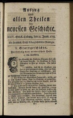 XXIV. Stück. Coburg, den 11. Junii. 1755.