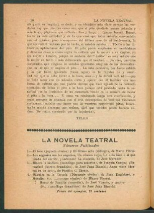 La novela teatral - Números publicados