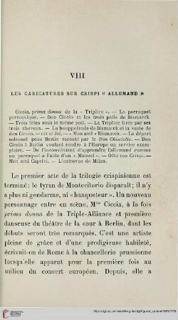 VIII Les caricatures sur Crispi „Allemand“