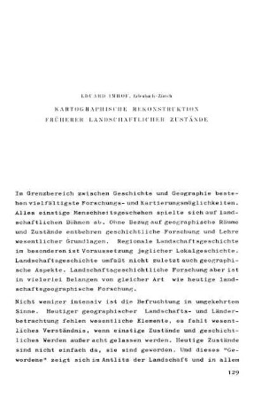Kartographische Rekonstruktion früherer landschaftlicher Zustände