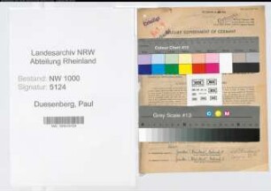 Entnazifizierung Paul Duesenberg, geb. 10.10.1897 (Postinspektor)