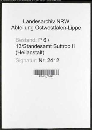 Sterberegister Standesamt Suttrop II