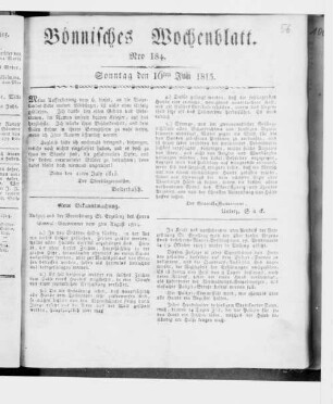 Bönnisches Wochenblatt. 1814-1816