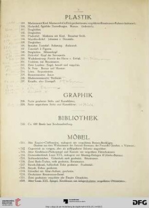 Plastik, Graphik, Bibliothek, Möbel, Perserteppiche (Nr. 189-295)