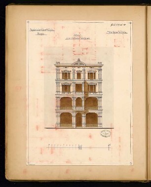 Städtisches Wohnhaus Monatskonkurrenz Juli 1879: Aufriss Vorderansicht; Maßstabsleiste