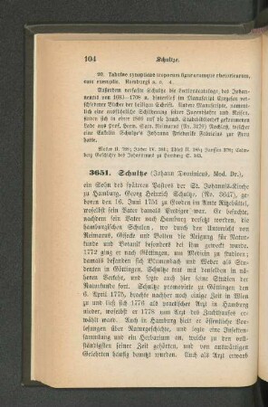 3651. Schultze (Johann Dominicus, Med. Dr.)
