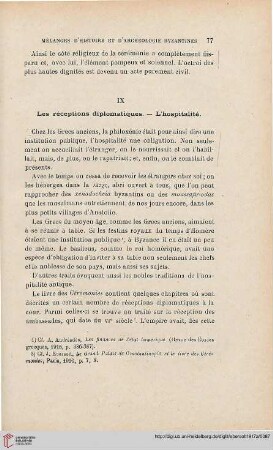 IX. Les réceptions diplomatiques. – L'hospitalité