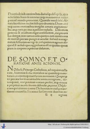 De Somno et Oratione ante Somnum.