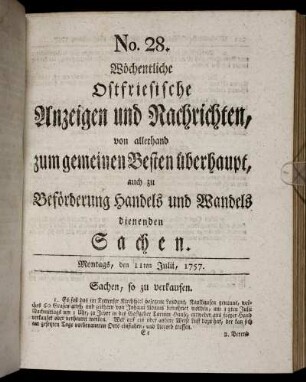 No. 28. Montags, den 11ten Julii, 1757.