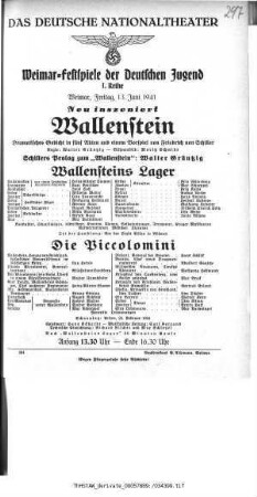 Wallenstein [Wallensteins Lager; Die Piccolomini]