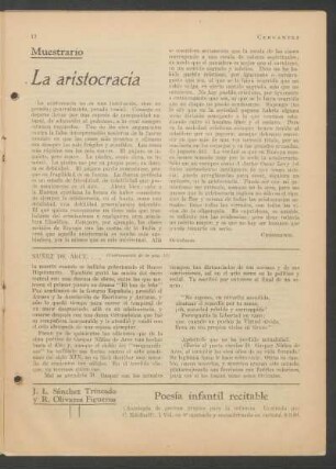 La aristocracia : Muestrario