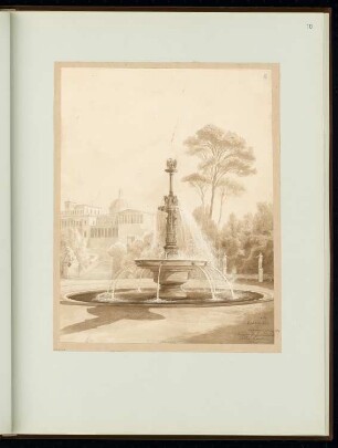 Kandelaber mit Springbrunnen Monatskonkurrenz Juni 1851: Perspektivische Ansicht mit Größenangabe