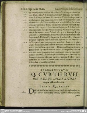 Fragmentorum Q. Curtii Rufi De Rebus Alexandri Regis Macedonum Liber Quartus