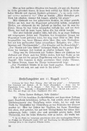Verfassungsfeier am 11. August 1931