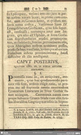 Caput Posterius, Quatuor Ling. Gr. In Suecia Aetates Describens