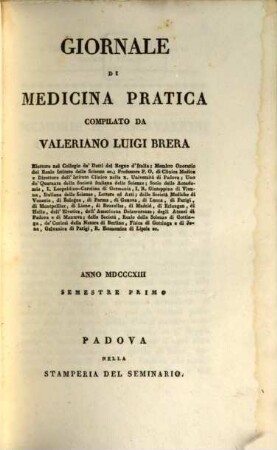 Giornale di medicina pratica. 3,1. 1813