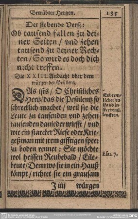Die XXIII. Andacht uber dem würgen der Pestilentz