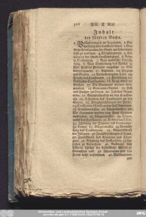 Inhalt des fünften Buchs.
