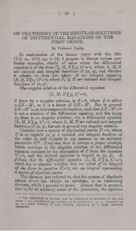 On the theory of the singular solutions of differential equations of the first order.