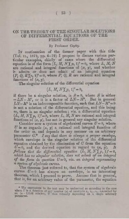 On the theory of the singular solutions of differential equations of the first order.