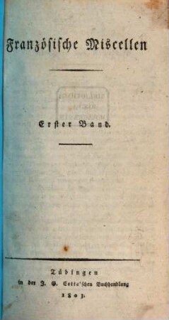 Französische Miscellen. 1. 1803