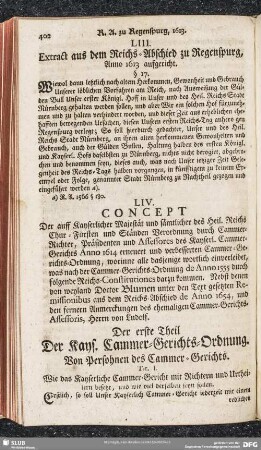 LIII. Extract aus dem Reichs-Abschied zu Regenspurg, Anno 1613 aufgericht