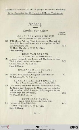 Gemälde alter Meister (Nr. 707-714)