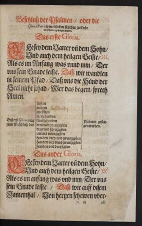 Beschluß der Psalmen/ oder die Gloria Patri ...