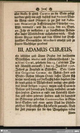 III. Adamus Curaeus