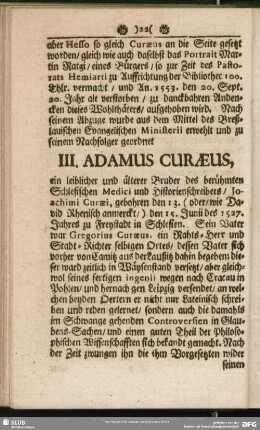 III. Adamus Curaeus