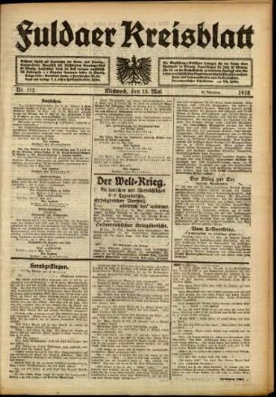 Ausgabe vom Mittwoch, den 15. Mai 1918.