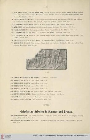 Griechische Arbeiten in Marmor und Bronze (Nr. 488-501)