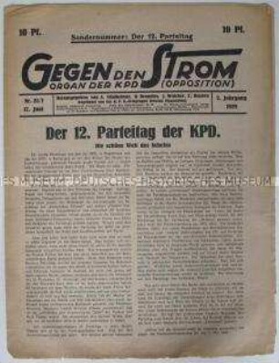 Sonderausgabe der Wochenzeitung der KPD (Opposition) zum 12. Parteitag der KPD