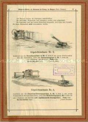 Göpel-Dreschsatz Nr. 3 und Nr. 4