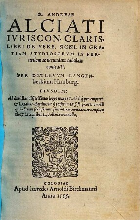 Libri de verborum significatione : in gratiam studiosorum in perutilem ac iucundam tabulam contracti