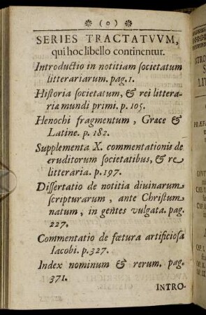 Series Tractatuum, qui hoc libello continentur