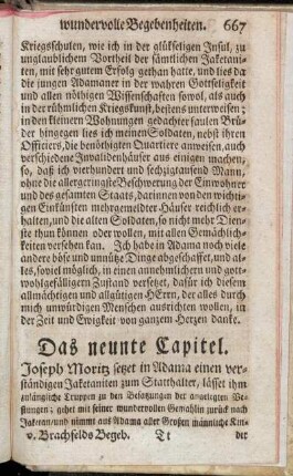 Das neunte Capitel. Joseph Moritz setzet in Adama einen verständigen Jaketaniten zum Statthalter, [...].