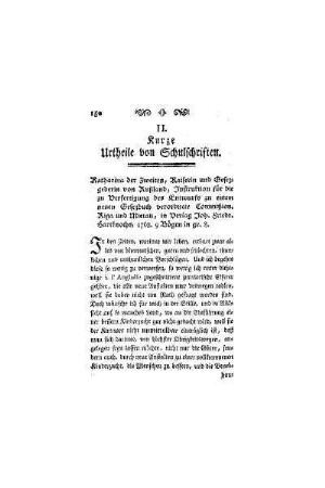 Kurze Urtheile von Schulschriften