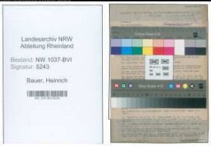 Entnazifizierung Heinrich Bauer , geb. 20.10.1890 (Ingenieur)