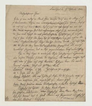 Brief von Georg Franz Burkhard Kloss an Joseph Heller