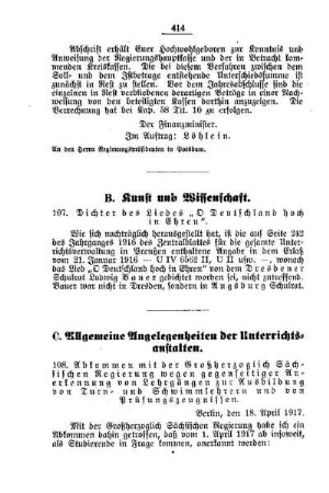 Dichter des Liedes "O Deutschland hoch in Ehren" : [B. Kunst und Wissenschaft]