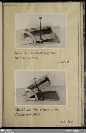 Abb. 28a Gerät zur Feststellung des Rutschwinkels Abb. 28b Gerät zur Feststellung des Rutschwinkels