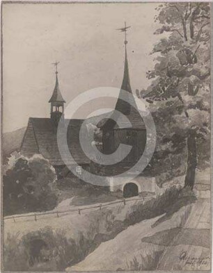 Ansicht der Schrotholzkirche Reimswaldau