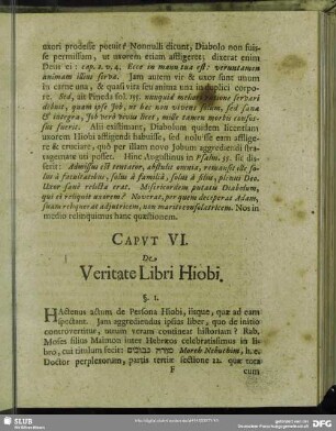 Caput VI. De Veritate Libri Hiobi