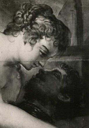 Die Rettung der Arsinoe : "Die Rettung der Arsinoe", Ausschnitt: Die Köpfe der Arsinoe und des Ganymedes (Tintoretto; Leinwand; 153 x 251 cm; Staatliche Kunstsammlungen Dresden (SKD))