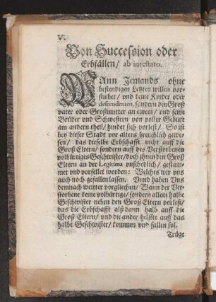 Von Succession oder Erbfällen