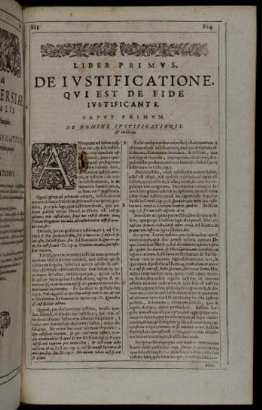 Liber Primus, De Iustificatione, Qui Est De Fide Iustificante.